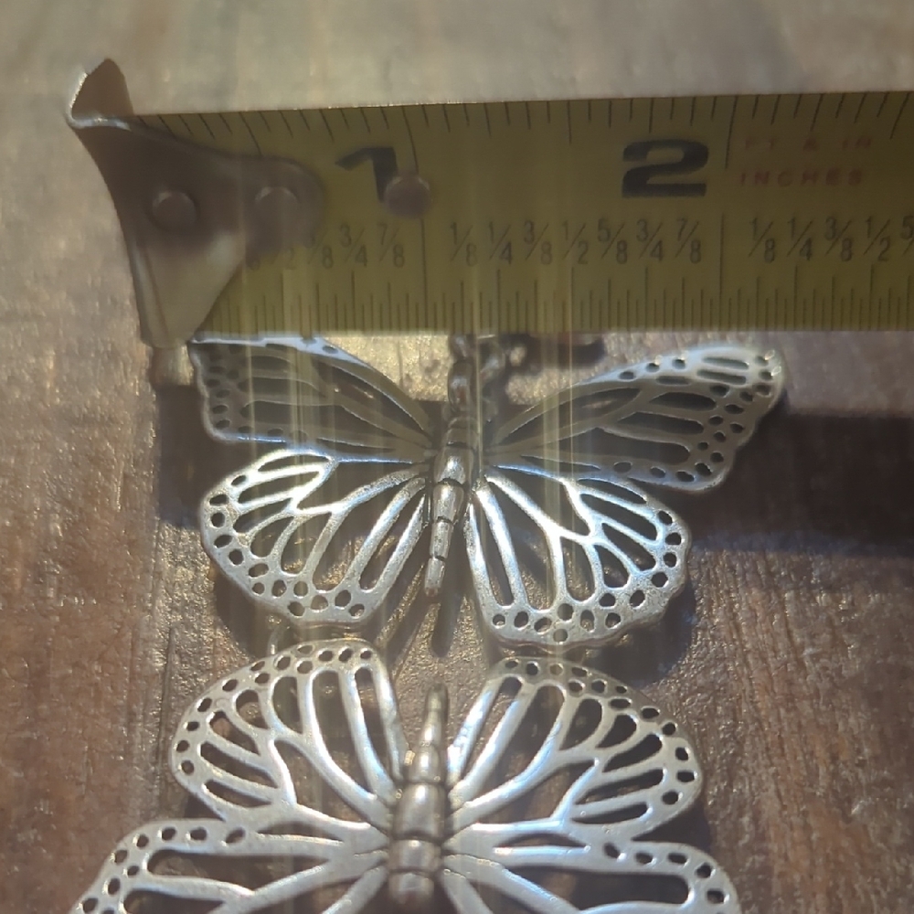 Fossil Stamped Silver Butterfly Bracelet, Toggle Clasp - Picture 5 of 5